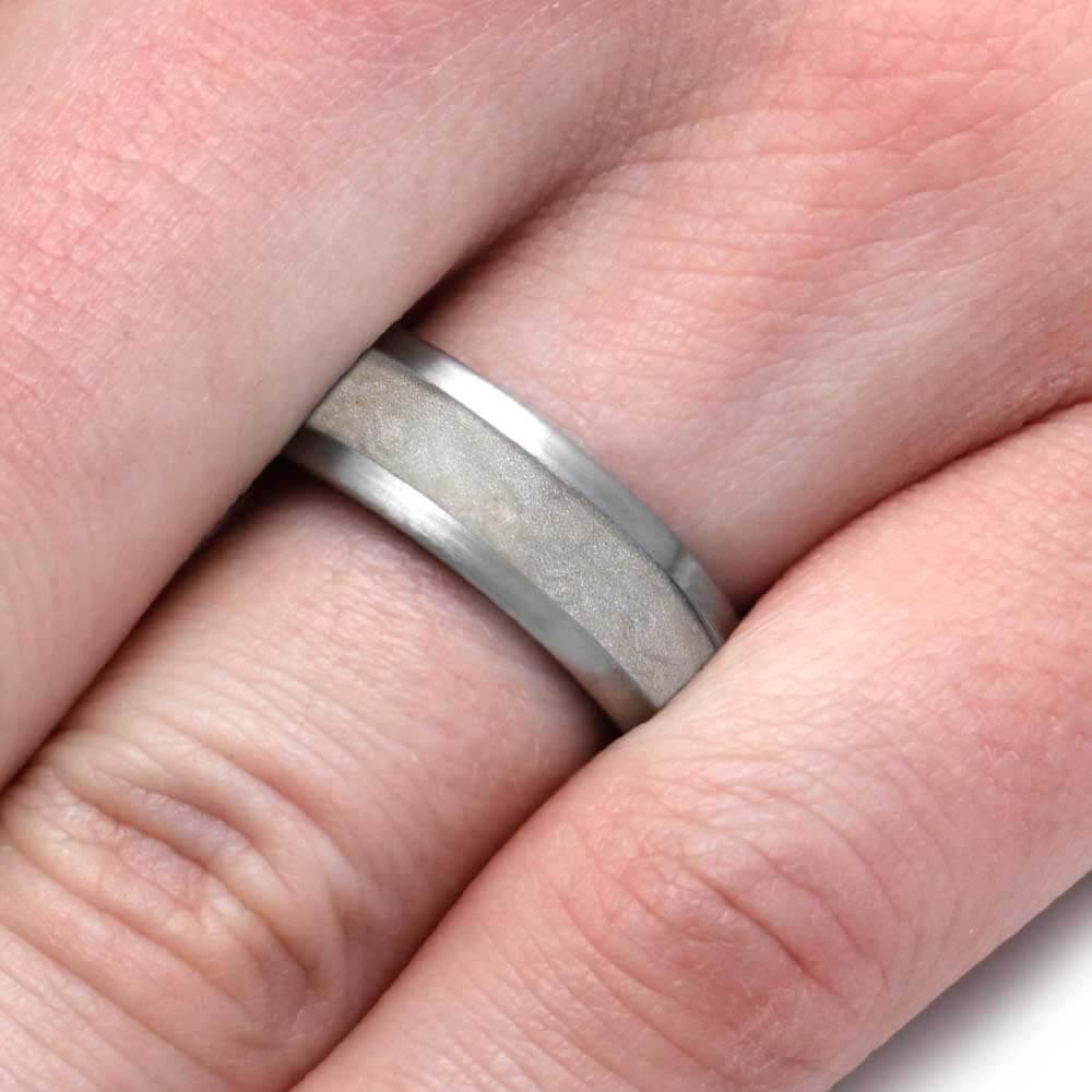 Titanium Memorial Ring with Ashes & Shimmering Mica