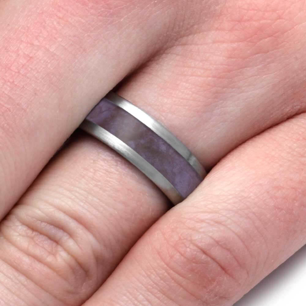 Purple Jade Wedding Band for Men in Matte Titanium