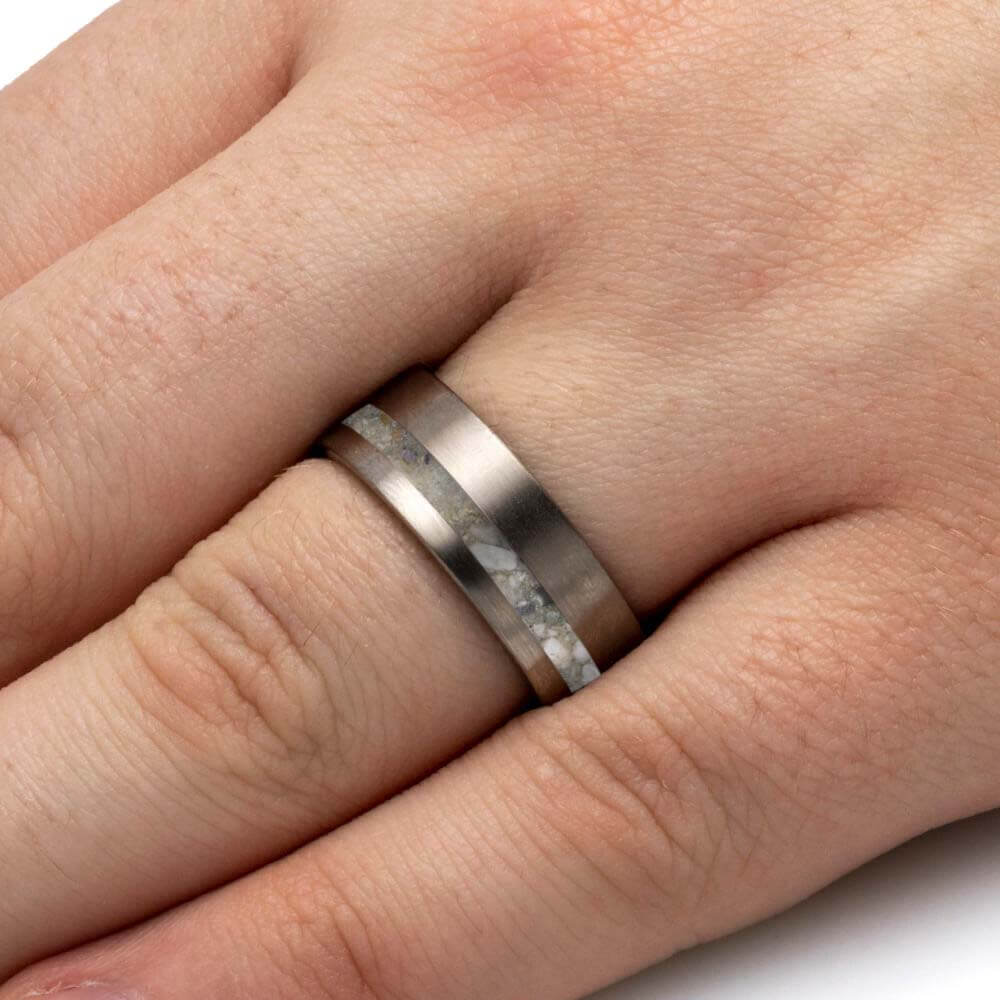 Unique Titanium Memorial Ring with Ashes Inlay
