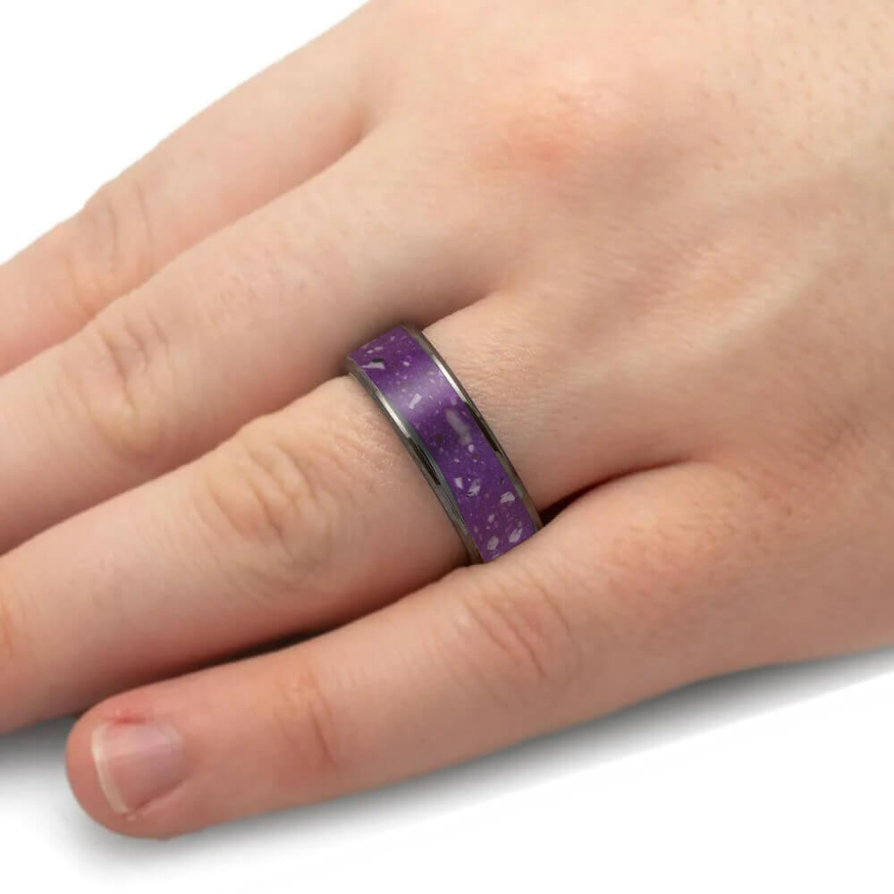 Purple Memorial Ring with Enamel and Ashes