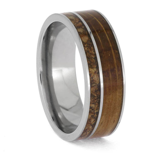Tequila Oak and Wine Cork Wedding Band in Titanium