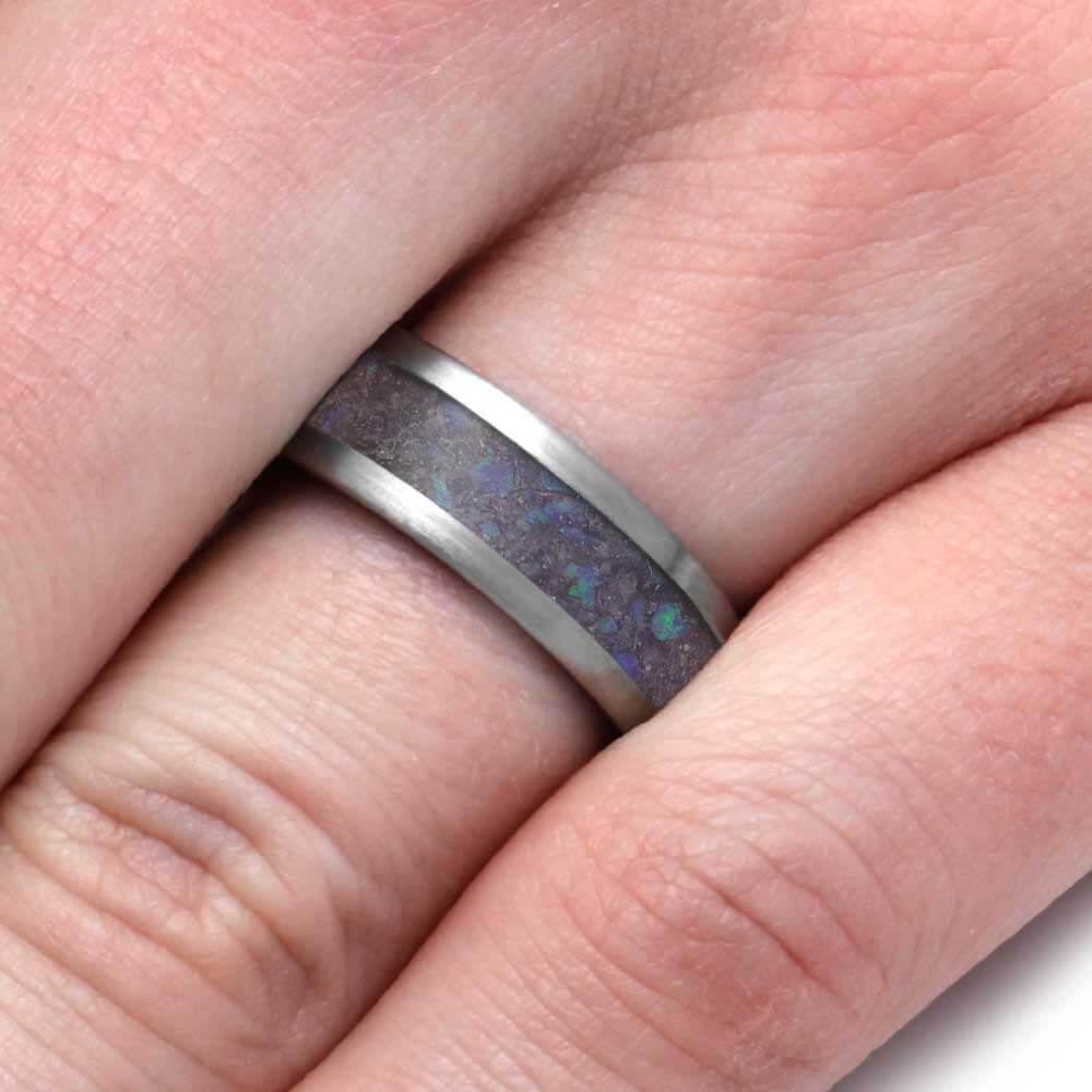 June Birthstone Wedding Band with Alexandrite Inlay