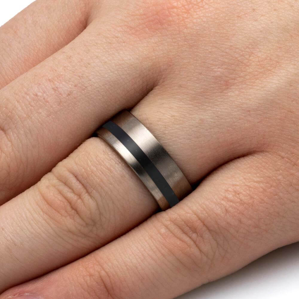 Pet Collar Fabric Memorial Ring in Titanium