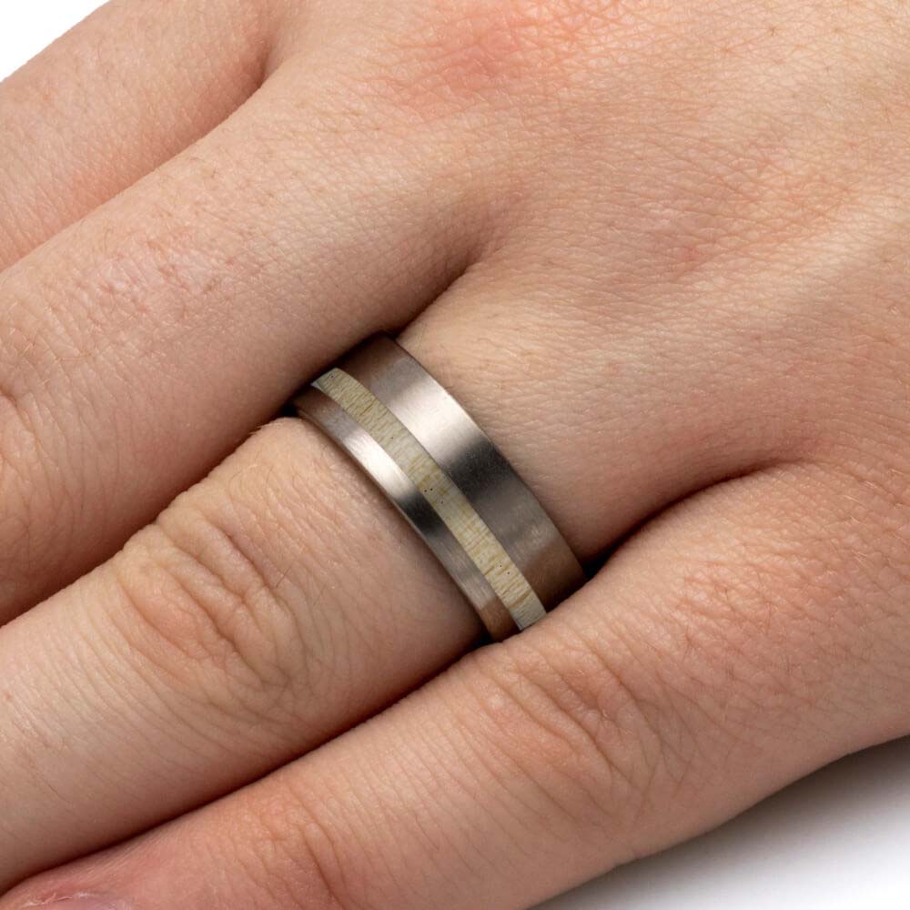 Baseball Bat Wedding Band for Men in Titanium