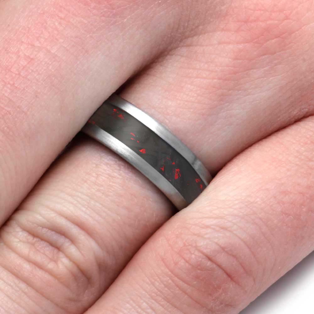 Handmade Wedding Band with Carbon Fiber and Titanium