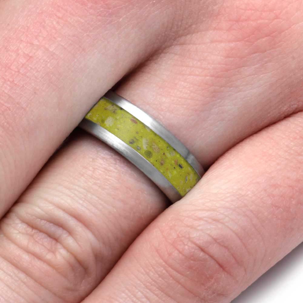 Custom Memorial Ring with Yellow Enamel and Ashes
