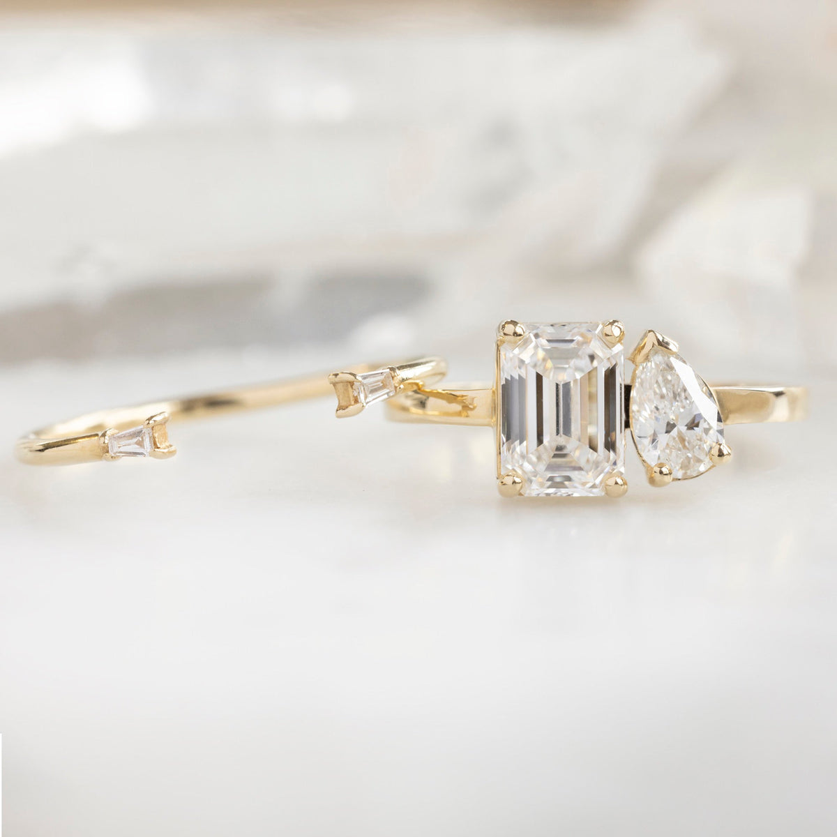 The You and Me Ring | Build Your Own Emerald Cut White Diamond Engagement Ring