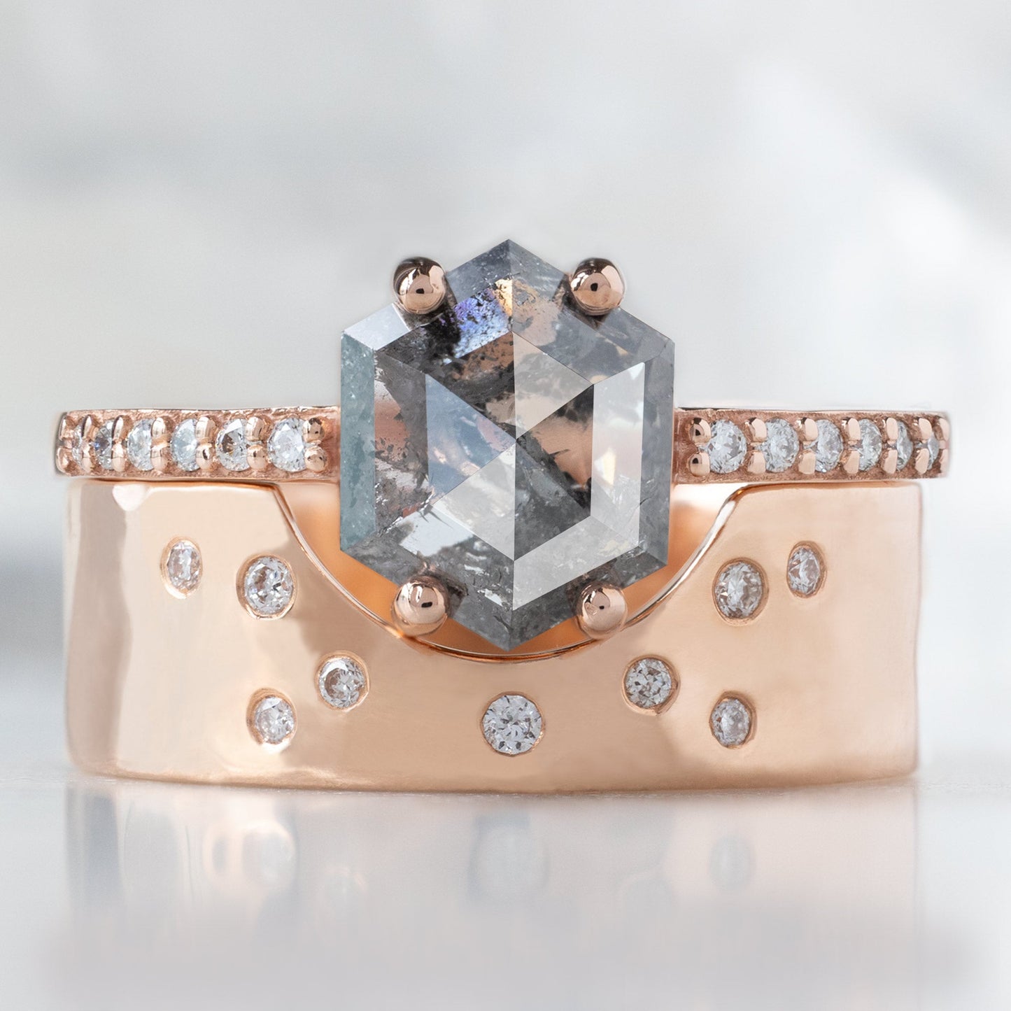 The Willow Ring | Build Your Own Hexagon Salt and Pepper Diamond Engagement Ring