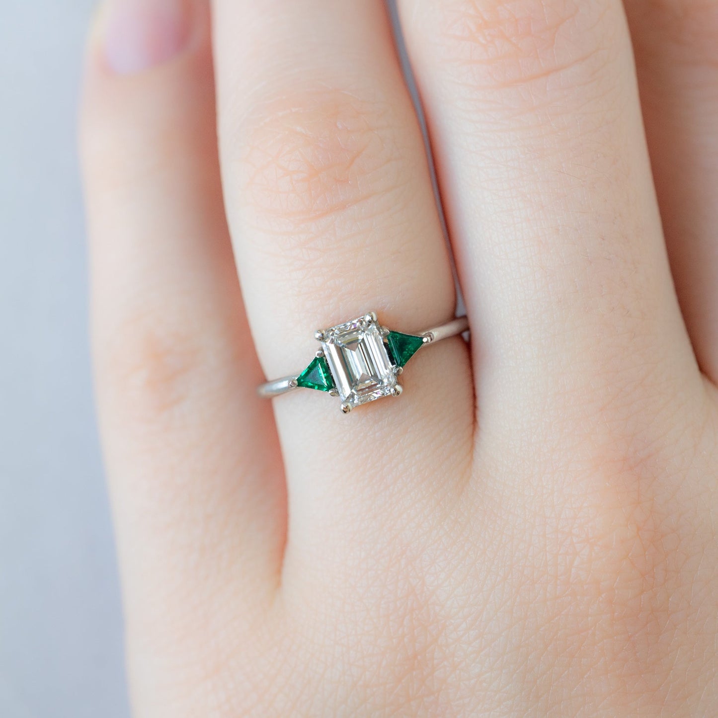 The Jade Ring | 1.02ct Lab Grown Emerald Cut White Diamond in 14K White Gold