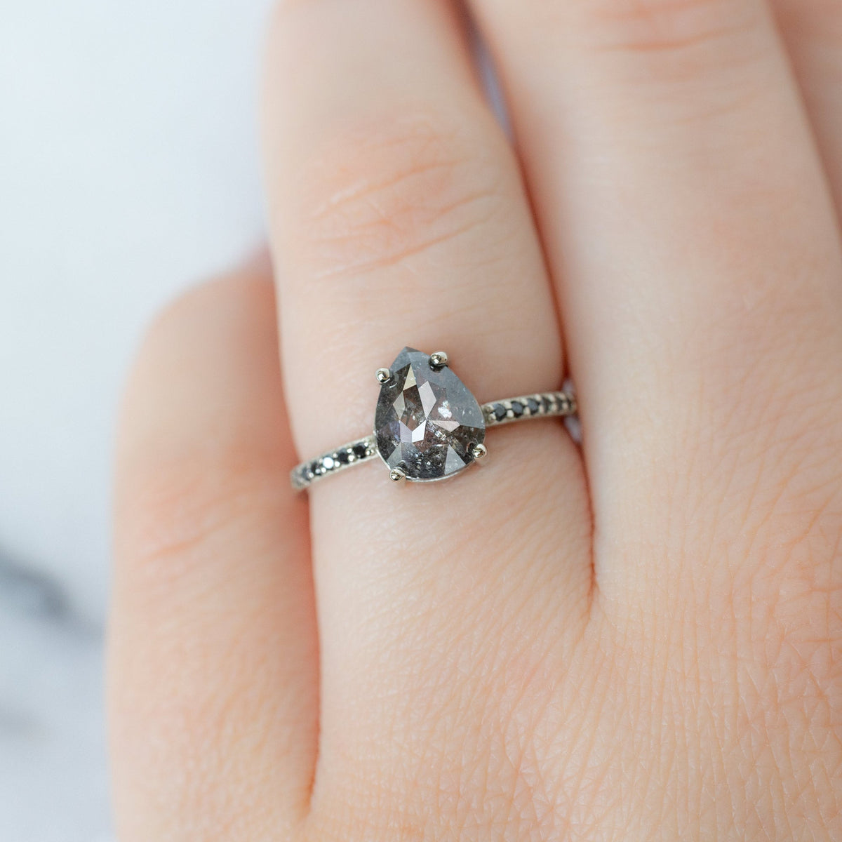 The Willow Ring | Build Your Own Pear Salt and Pepper Diamond Engagement Ring