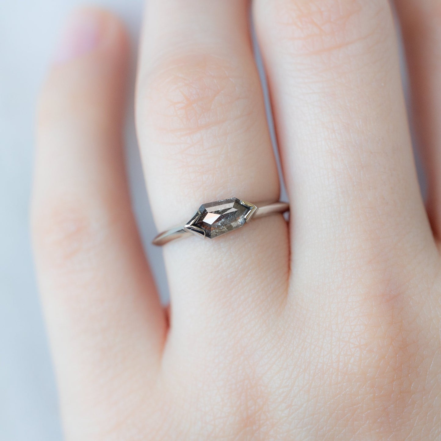 The Sage Ring | .83ct Geometric Salt and Pepper Diamond in 14K White Gold
