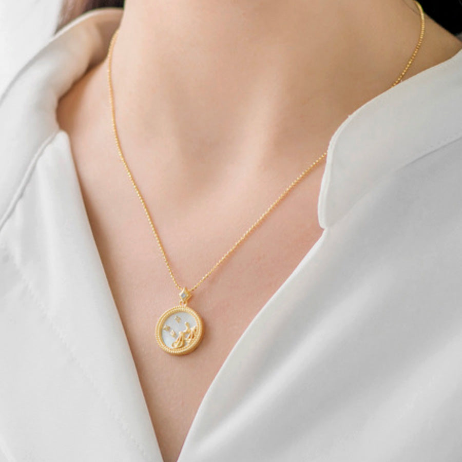 Gnoce Zodiac Sign Coin Fritillary Necklace
