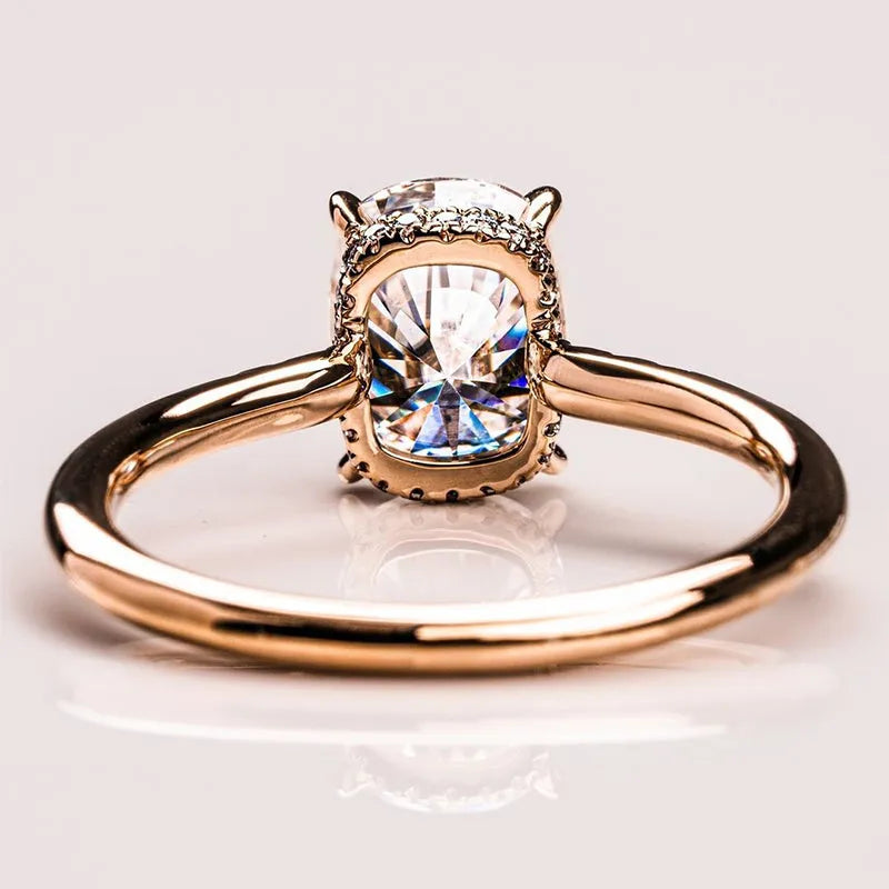 Transcendent Cushion Cut 4.0ct Hidden Halo Engagement Ring In Sterling Silver