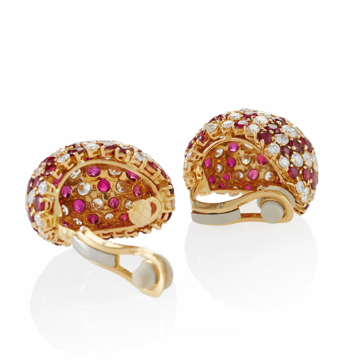 Yanes Madrid Bombé Ruby and Diamond Clip Earrings