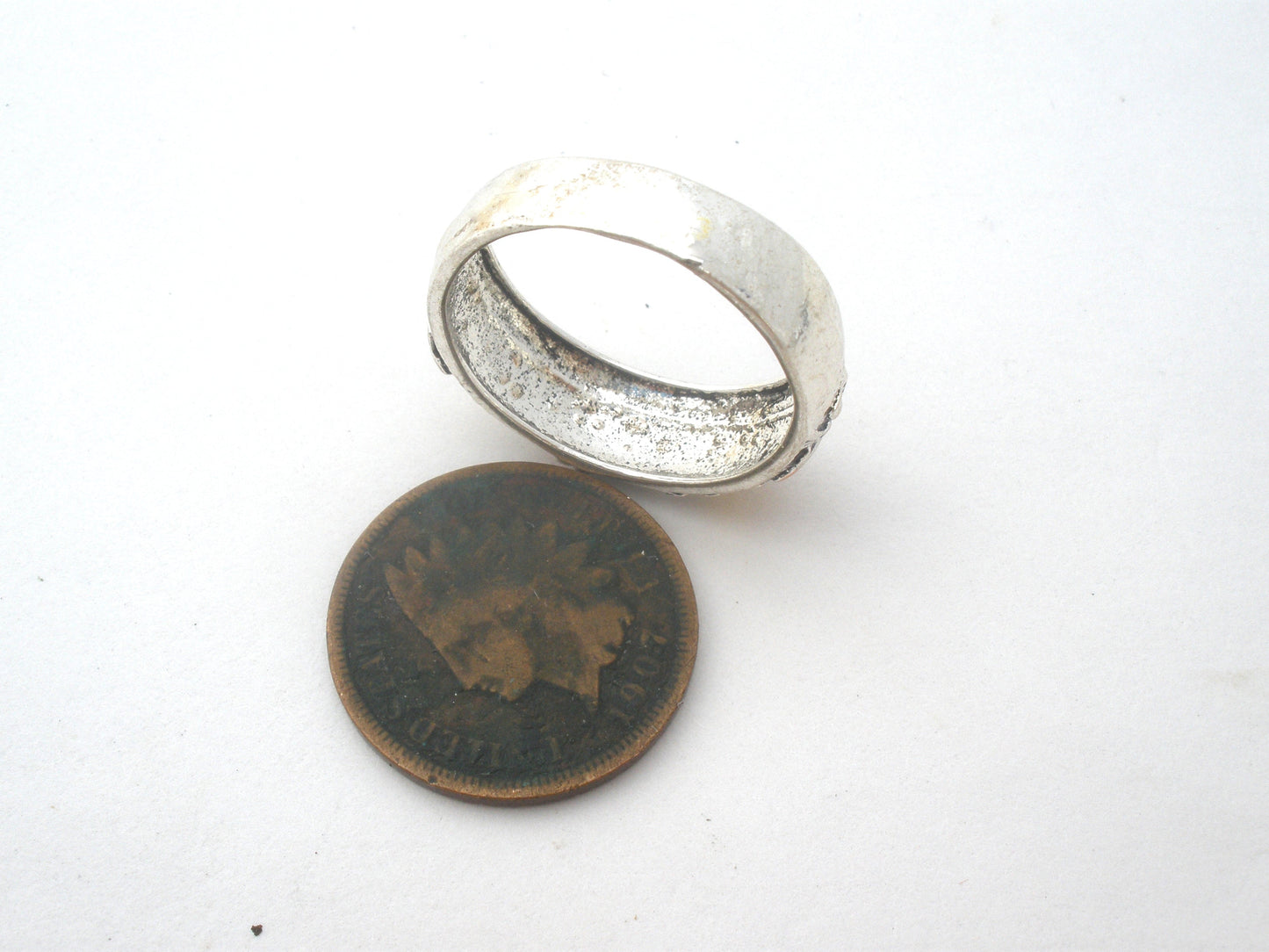Enamel Flower & Dragonfly Ring Sterling Size 7