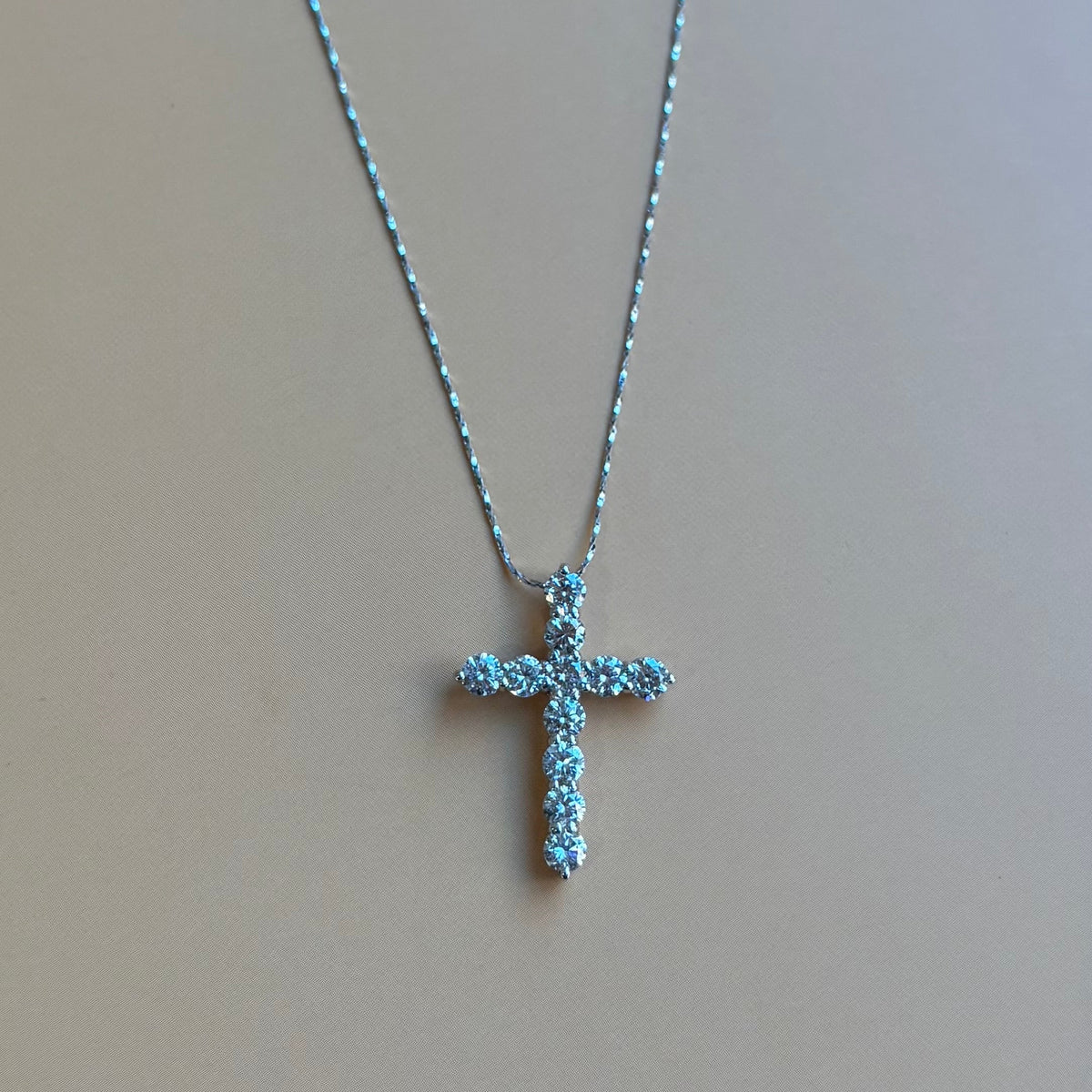 Natural Diamond Cross Necklace | 0.72 CTW | 14K White Gold | 16" Chain