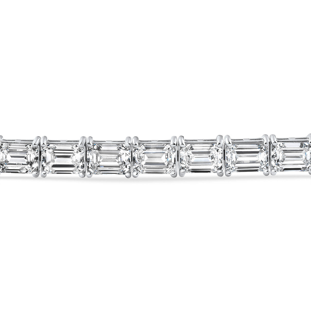 26Ct Emerald Cut Diamond East West Tennis Bracelet 14k Gold Lab Grown 7"