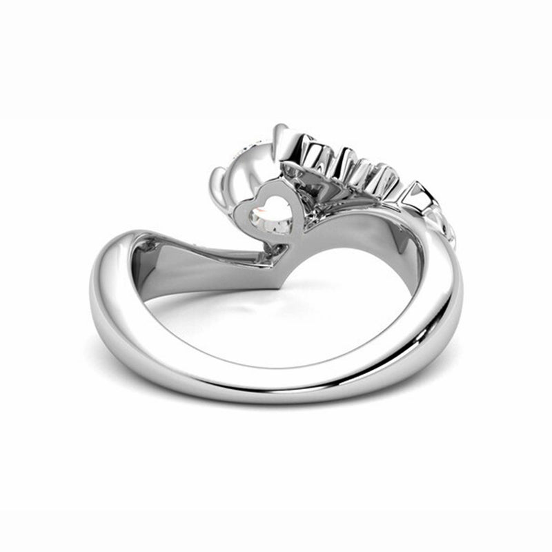 Fern Solitaire Moissanite With Star Set Blue Sapphire Engagement Ring