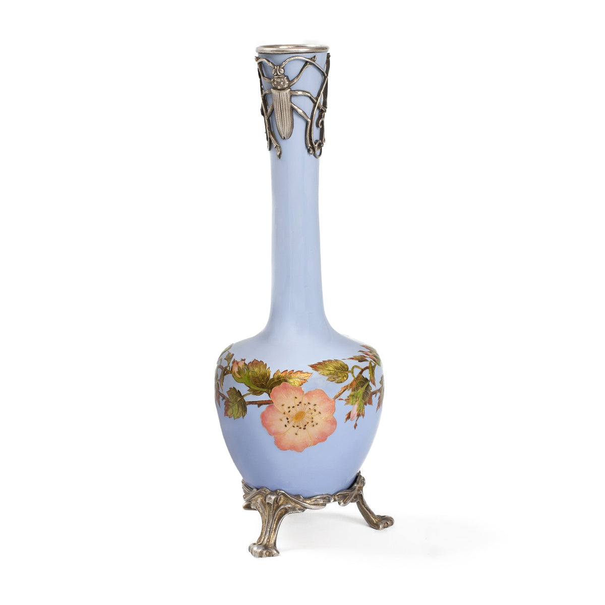 Eugène Feuillâtre Enamel Silver Vase