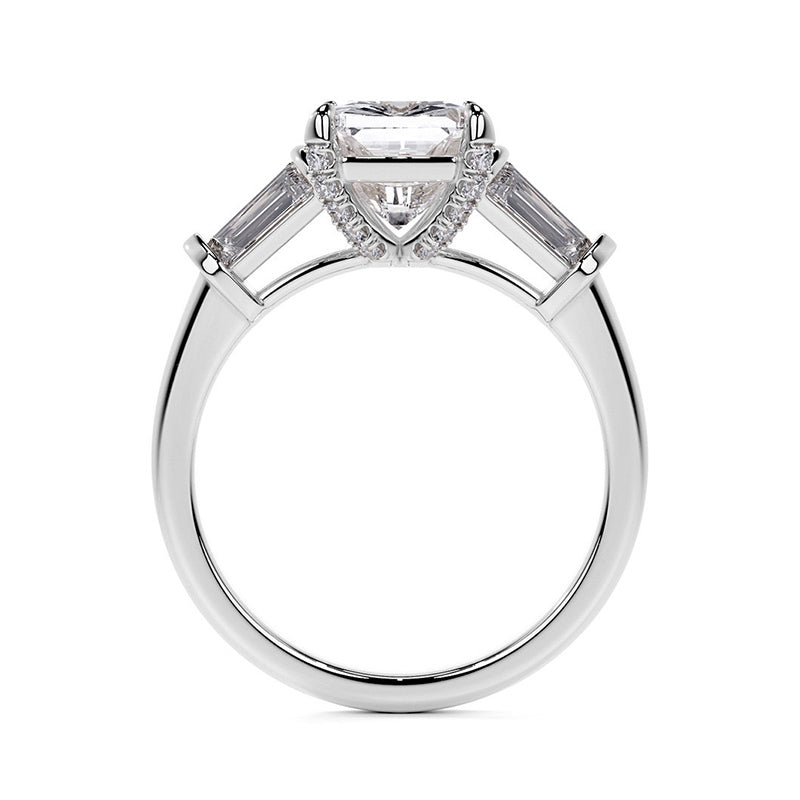 Five Stone Radiant Moissanite And Baguette Engagement Ring