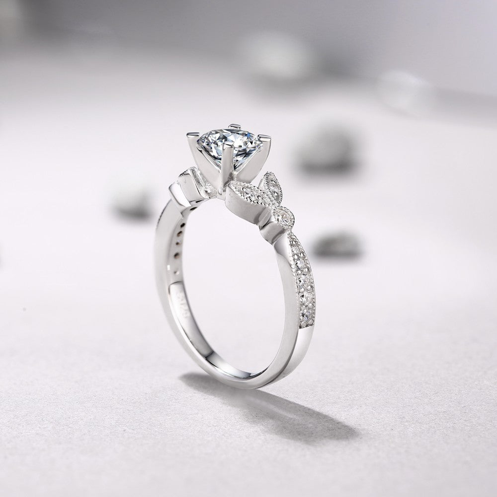 Floral Marquise Petals Moissanite Channel-Set Engagement Ring