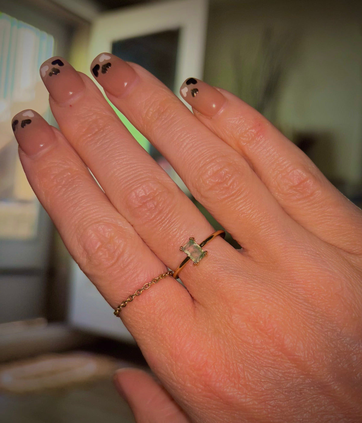 Moss Agate Gold ring✨