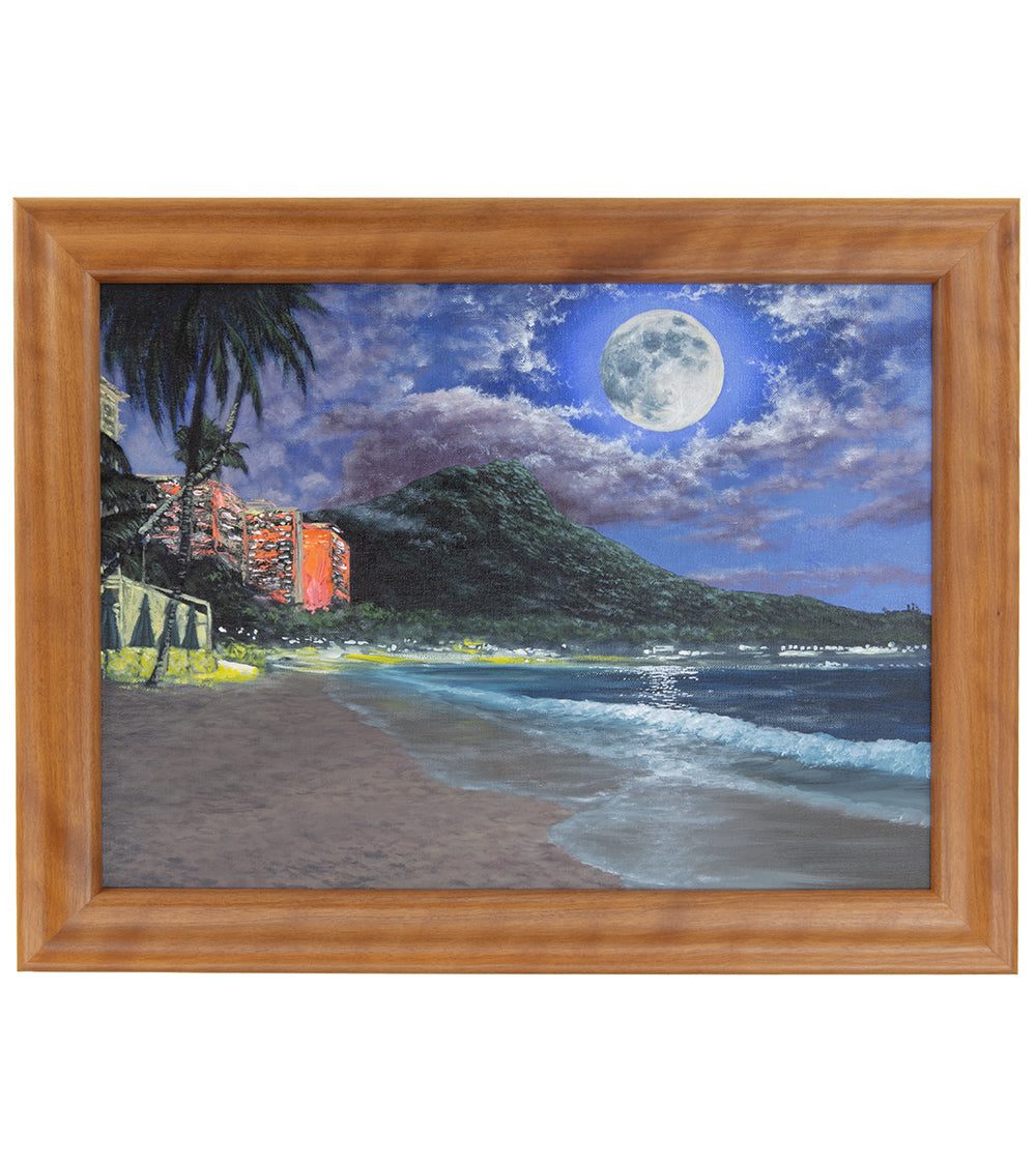 Original Painting "Moon Over Diamondhead" by Phillip Gagnon 12x16
