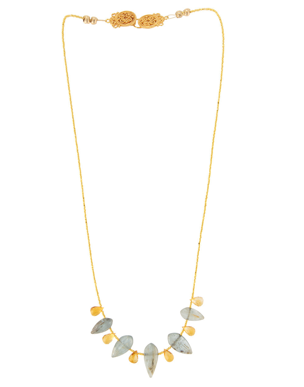 Blue Kynite & Golden Citrine Necklace by Galit
