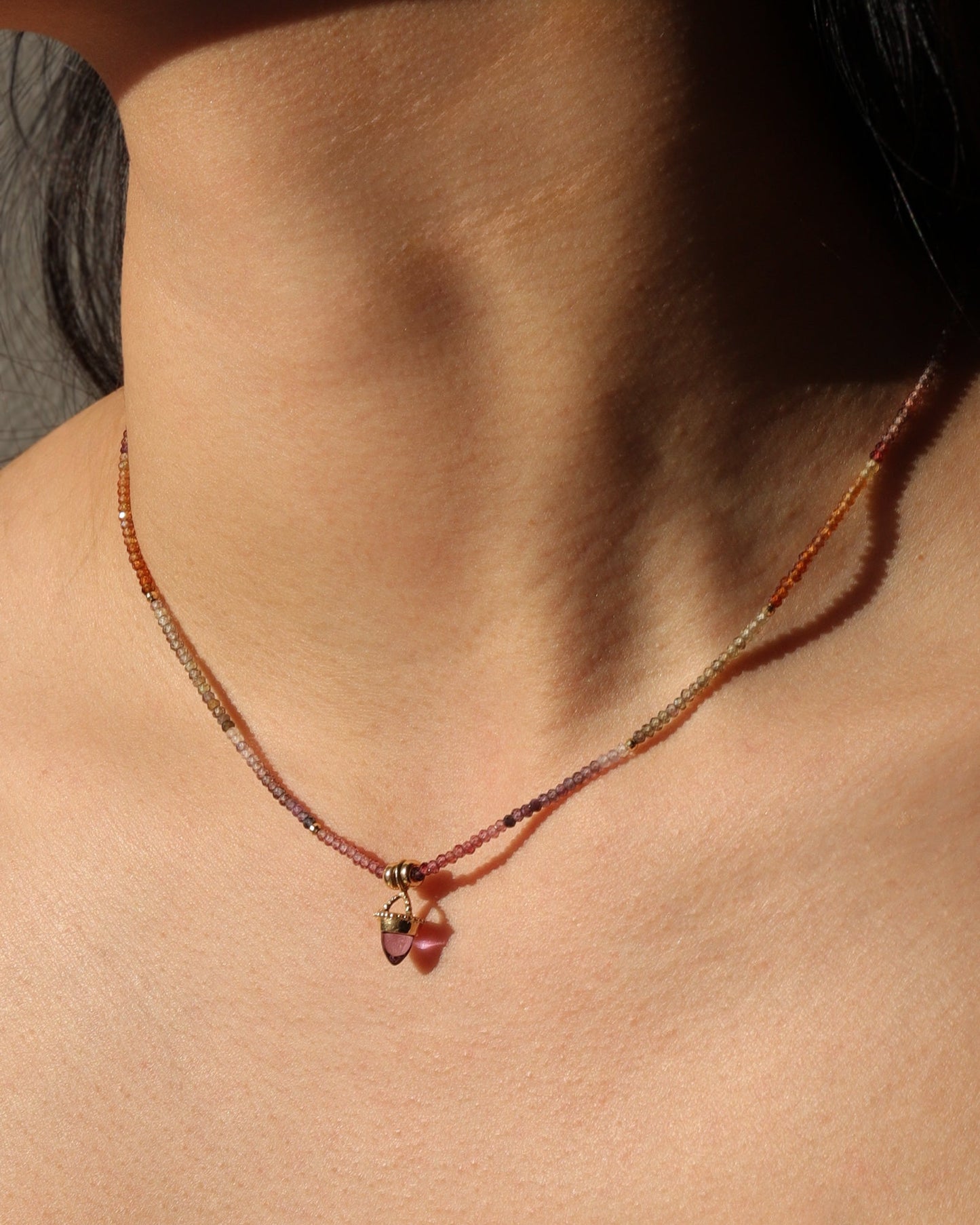 Mixed Spinel + Garnet Charm Necklace