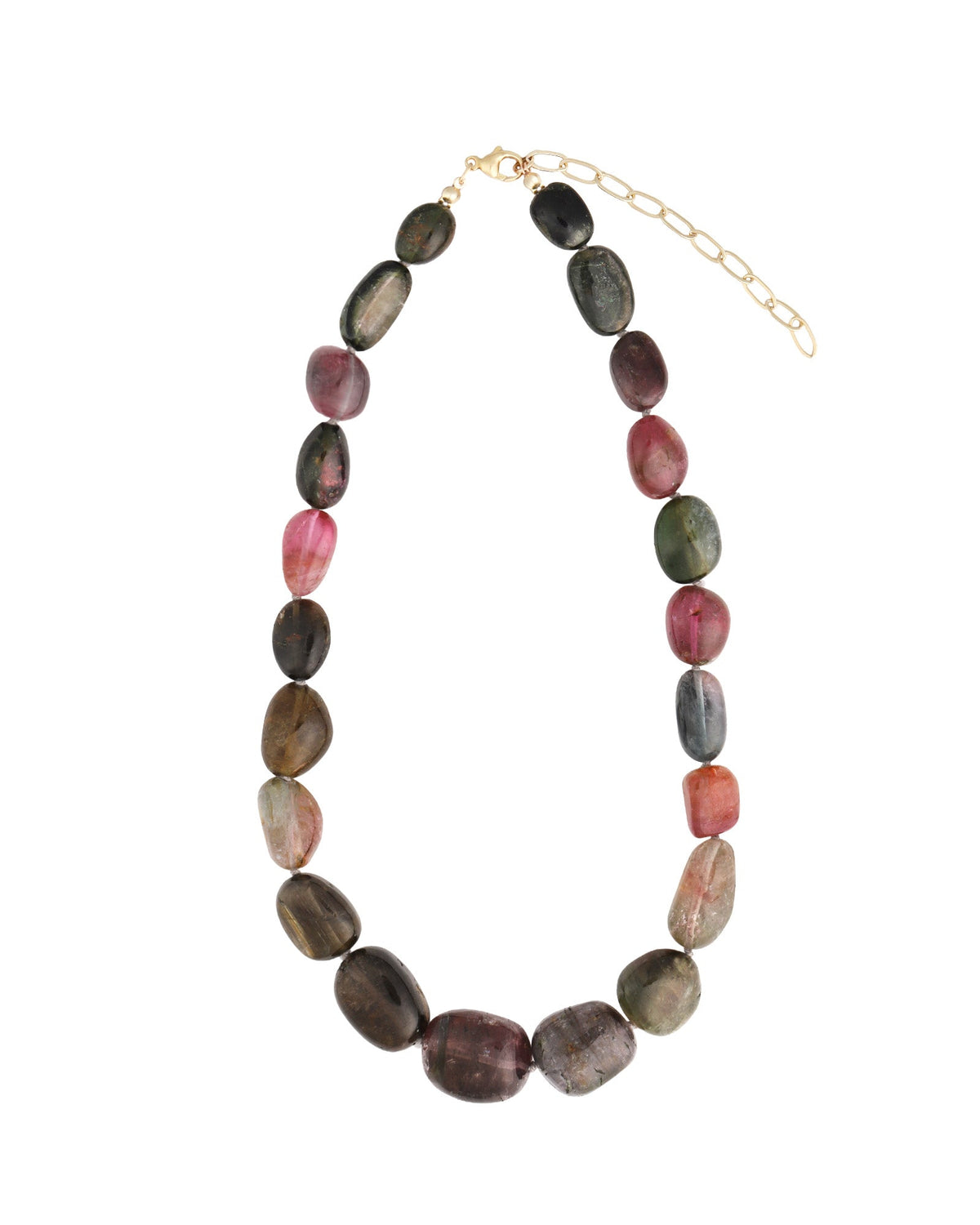 Watermelon Tourmaline Nugget Beaded Necklace