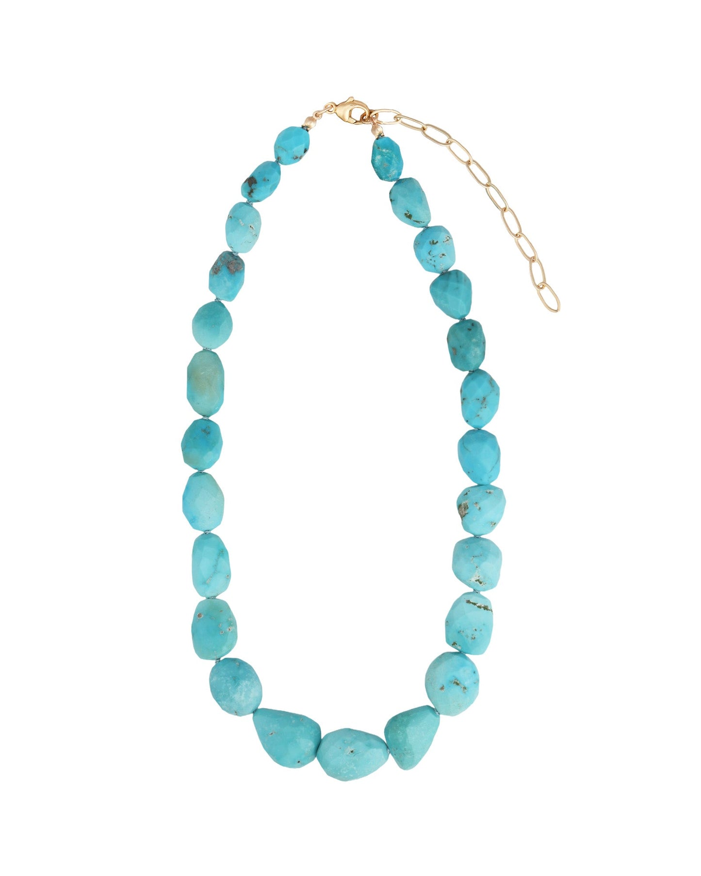 Faceted Sleeping Beauty Turquoise Nugget Beaded Necklace