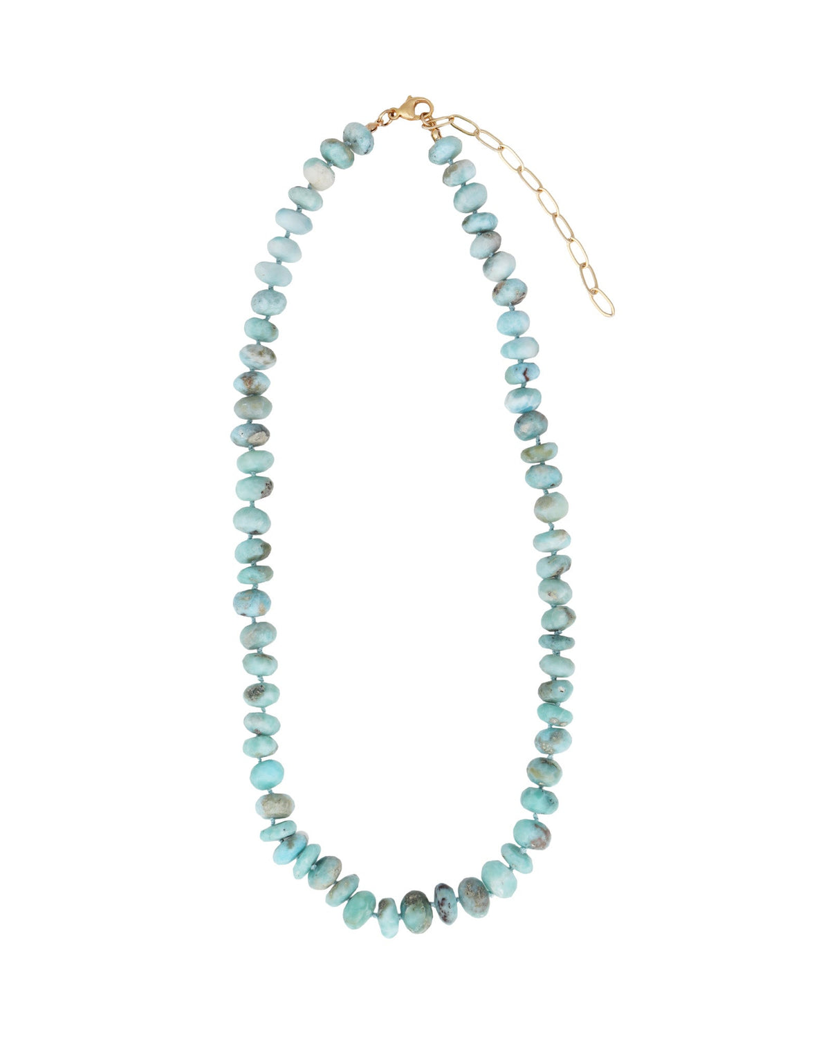 Faceted Larimar Rondelle Beaded Necklace | 10mm