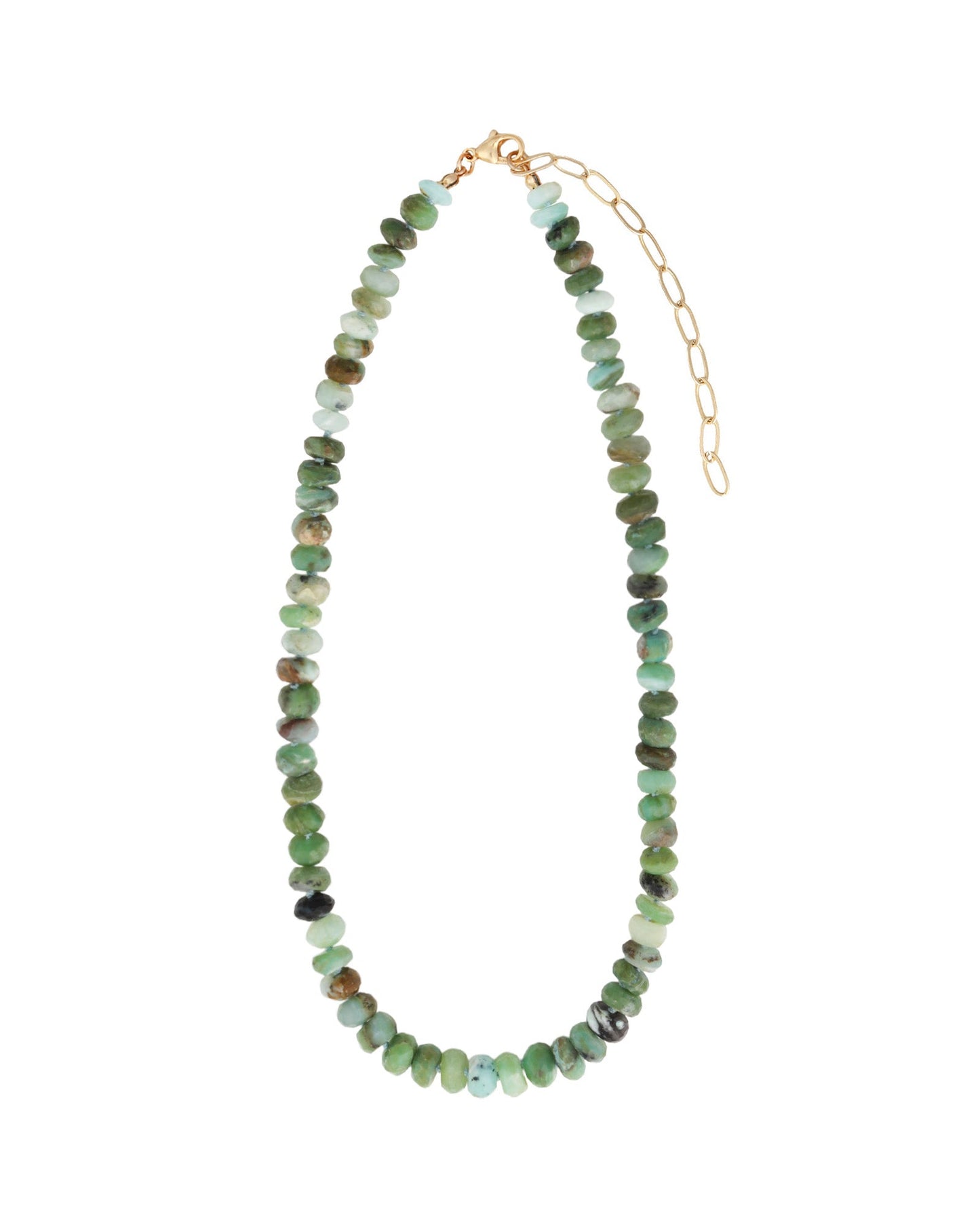 Faceted Chrysoprase Rondelle Beaded Necklace | 8.5mm