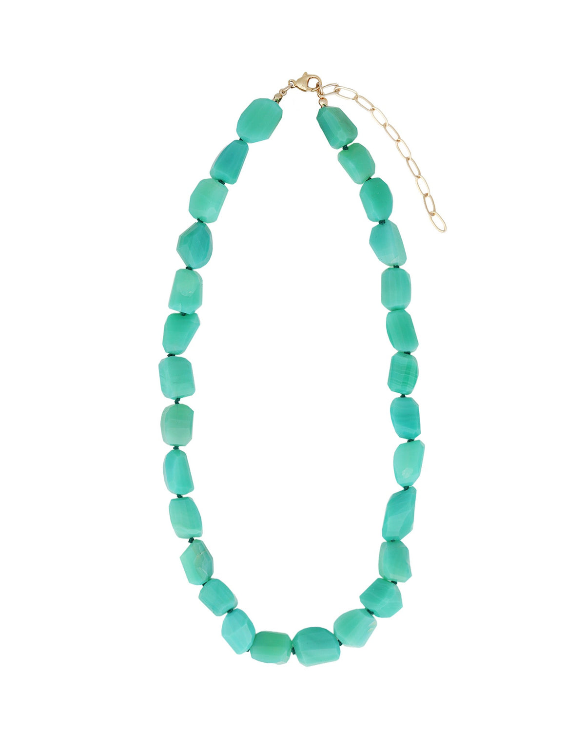 Faceted Chrysoprase Nugget Beaded Necklace