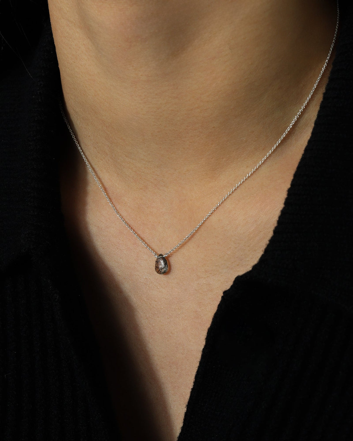 Rutilated Quartz Pear Cable Chain Necklace | 8mm