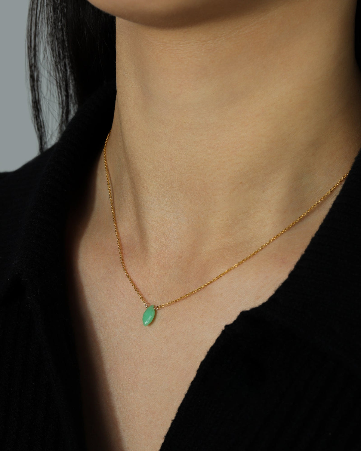 Chrysoprase Marquise Cable Chain Necklace | 10mm