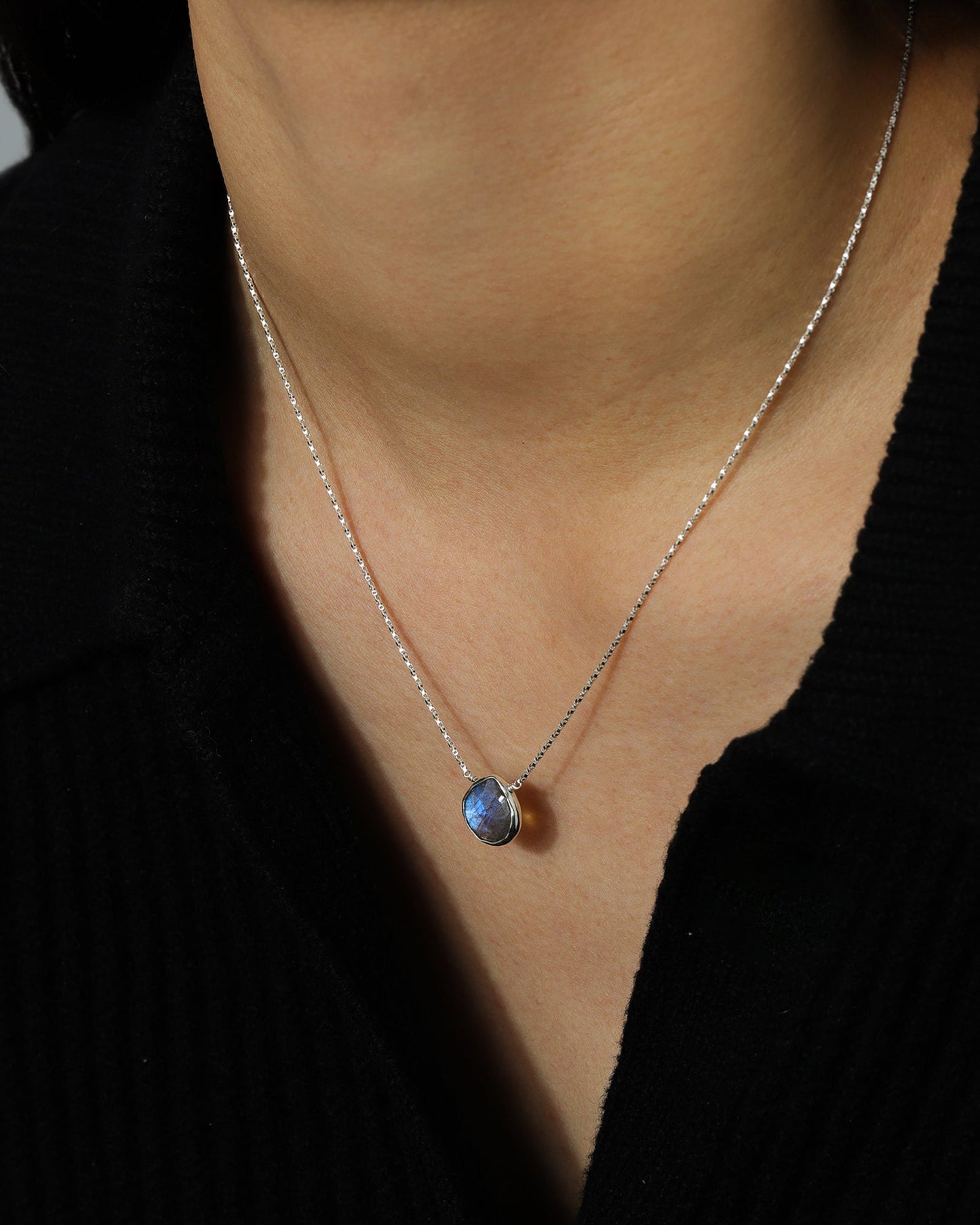 Heart Bezel Stone Box Chain Necklace | 12mm