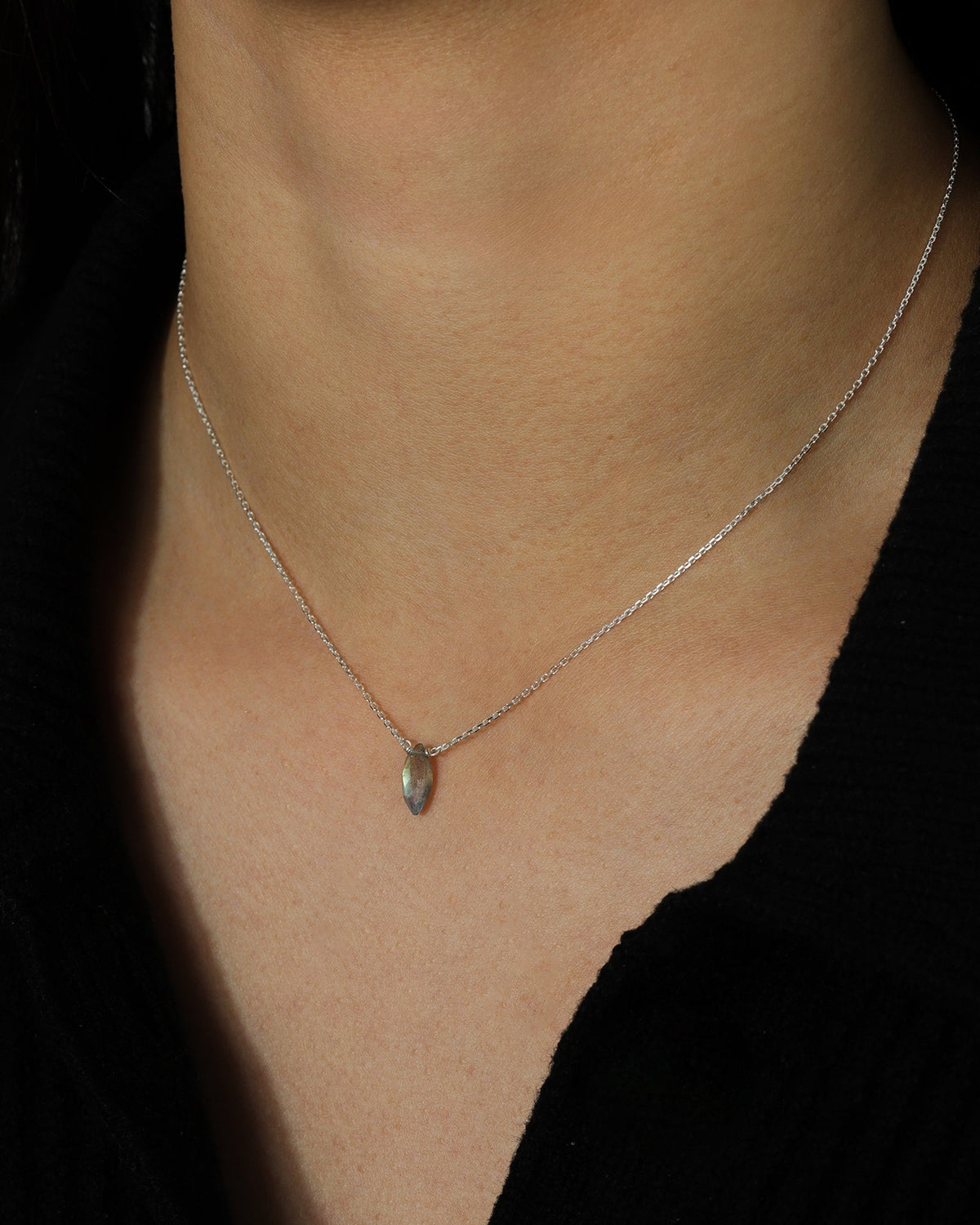 Labradorite Marquise Cable Chain Necklace | 10mm