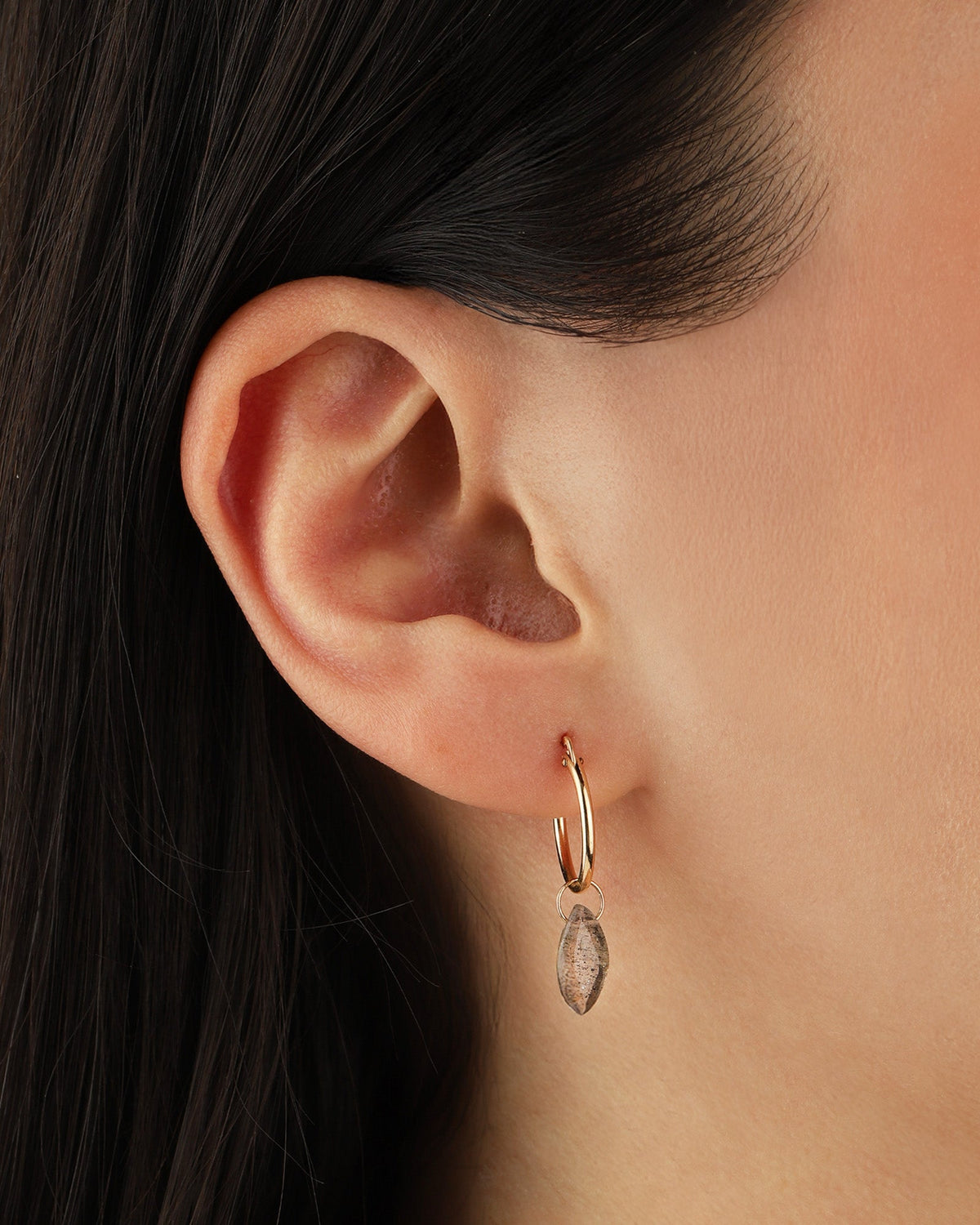 Labradorite Marquise Floating Drop Huggies | 15mm
