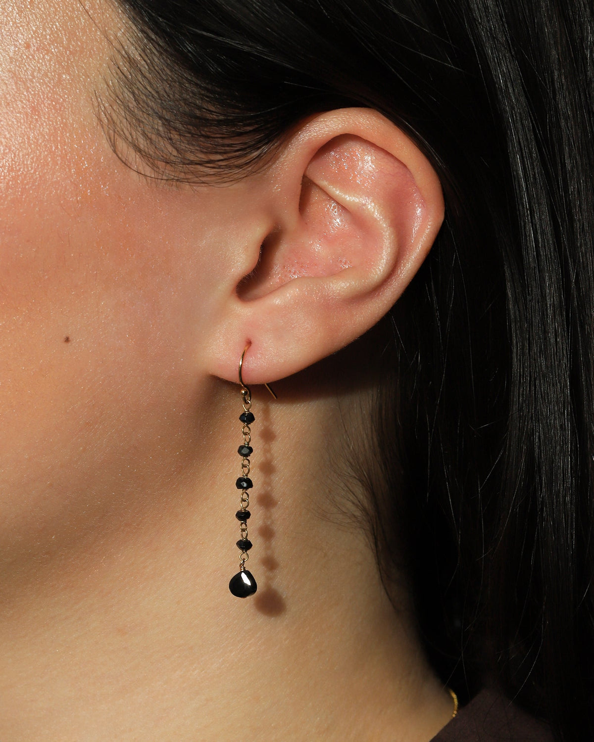 Black Spinel Wire Wrap Chain Drop Hooks