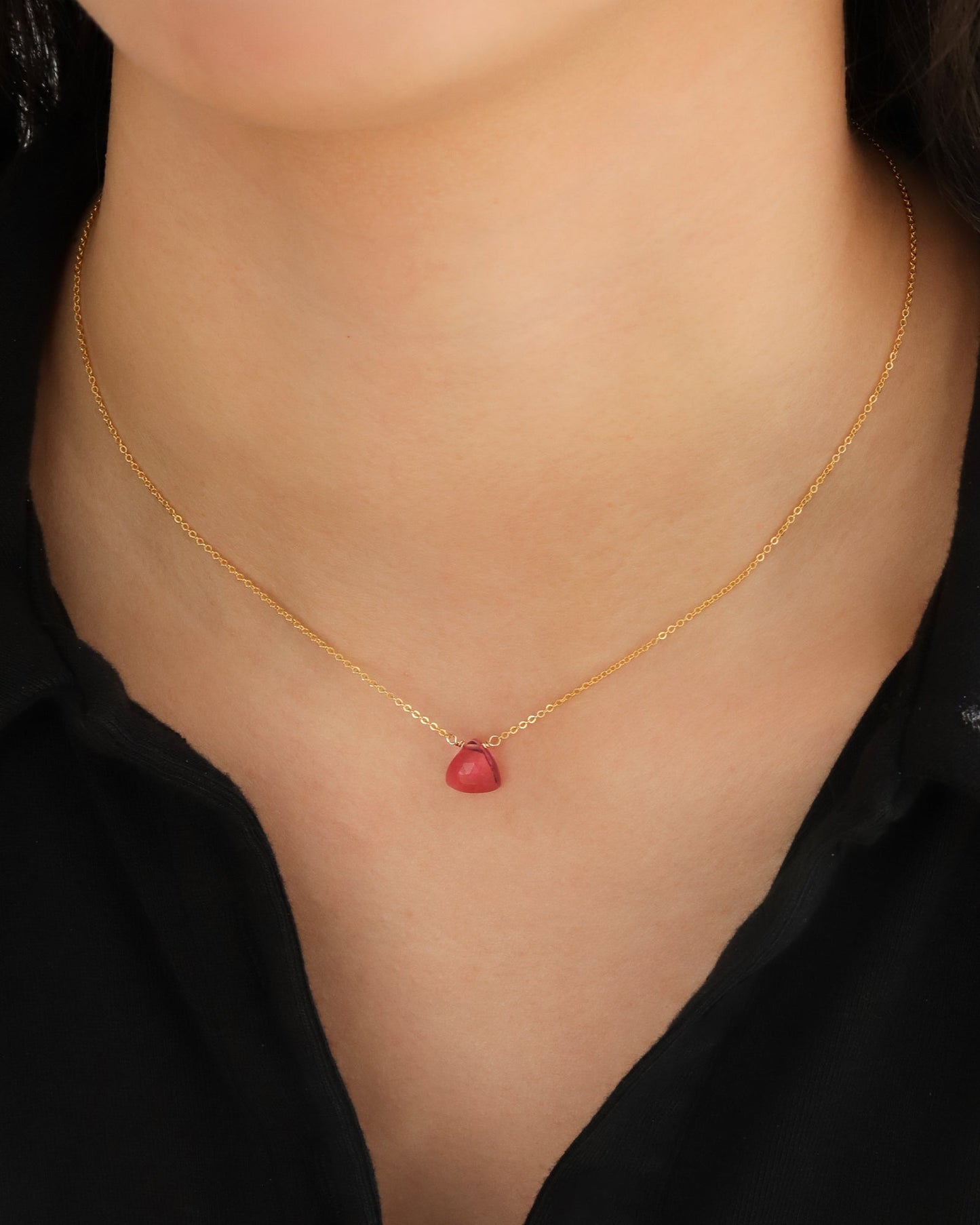 Pink Quartz Trillion Cable Chain Necklace | 8mm