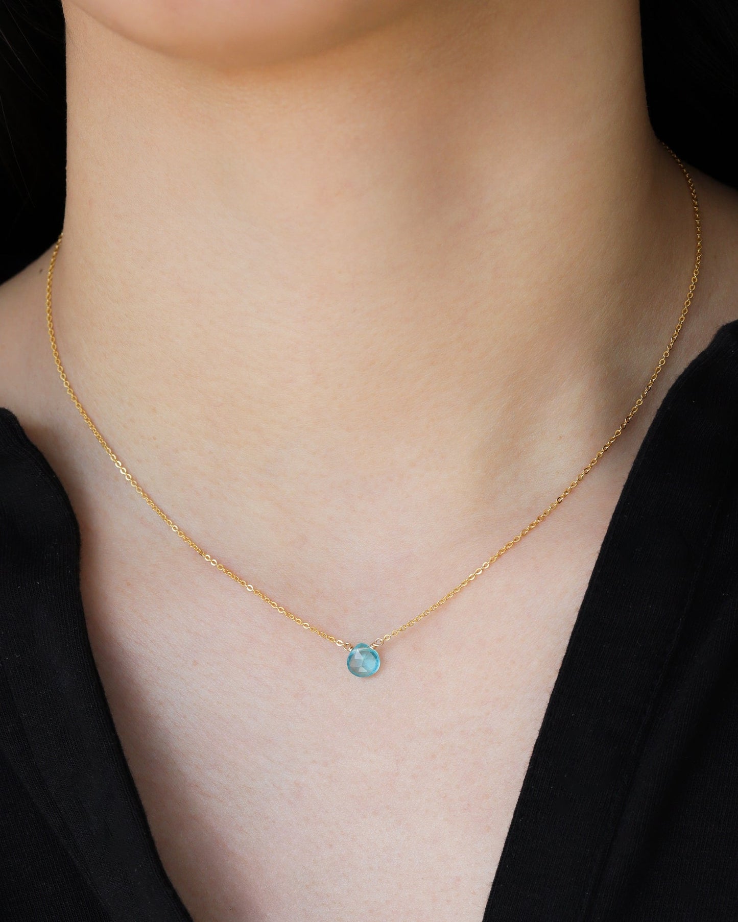 Apatite Heart Cable Chain Necklace | 8mm
