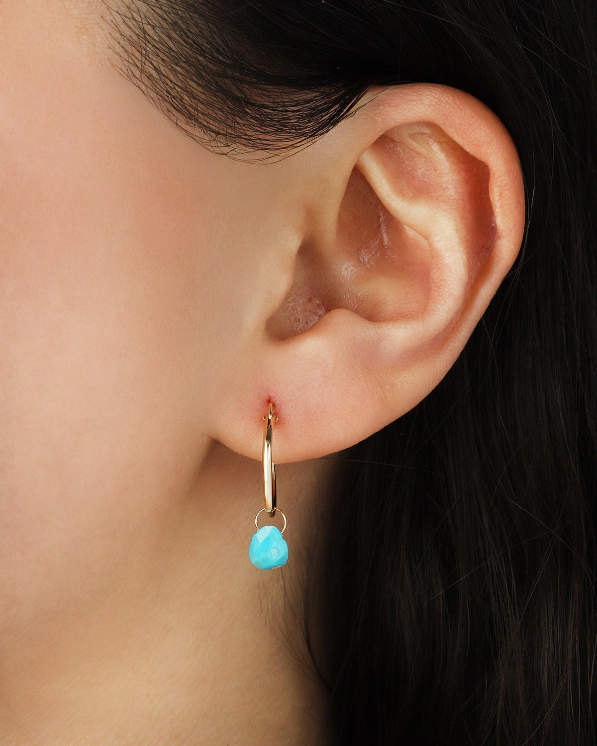 Turquoise Pear Floating Drop Huggies | 14mm