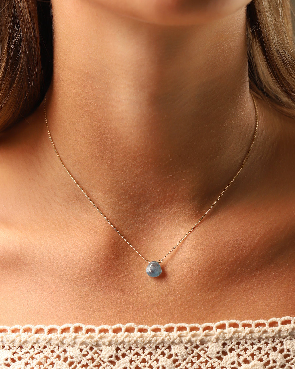 Grandidierite Heart Curb Chain Necklace | 10mm