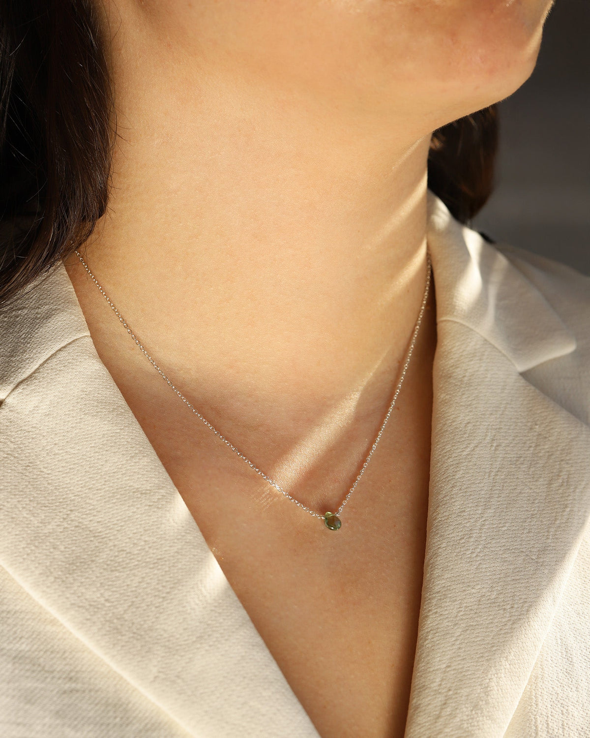 Green Apatite Pear Cable Chain Necklace | 6mm