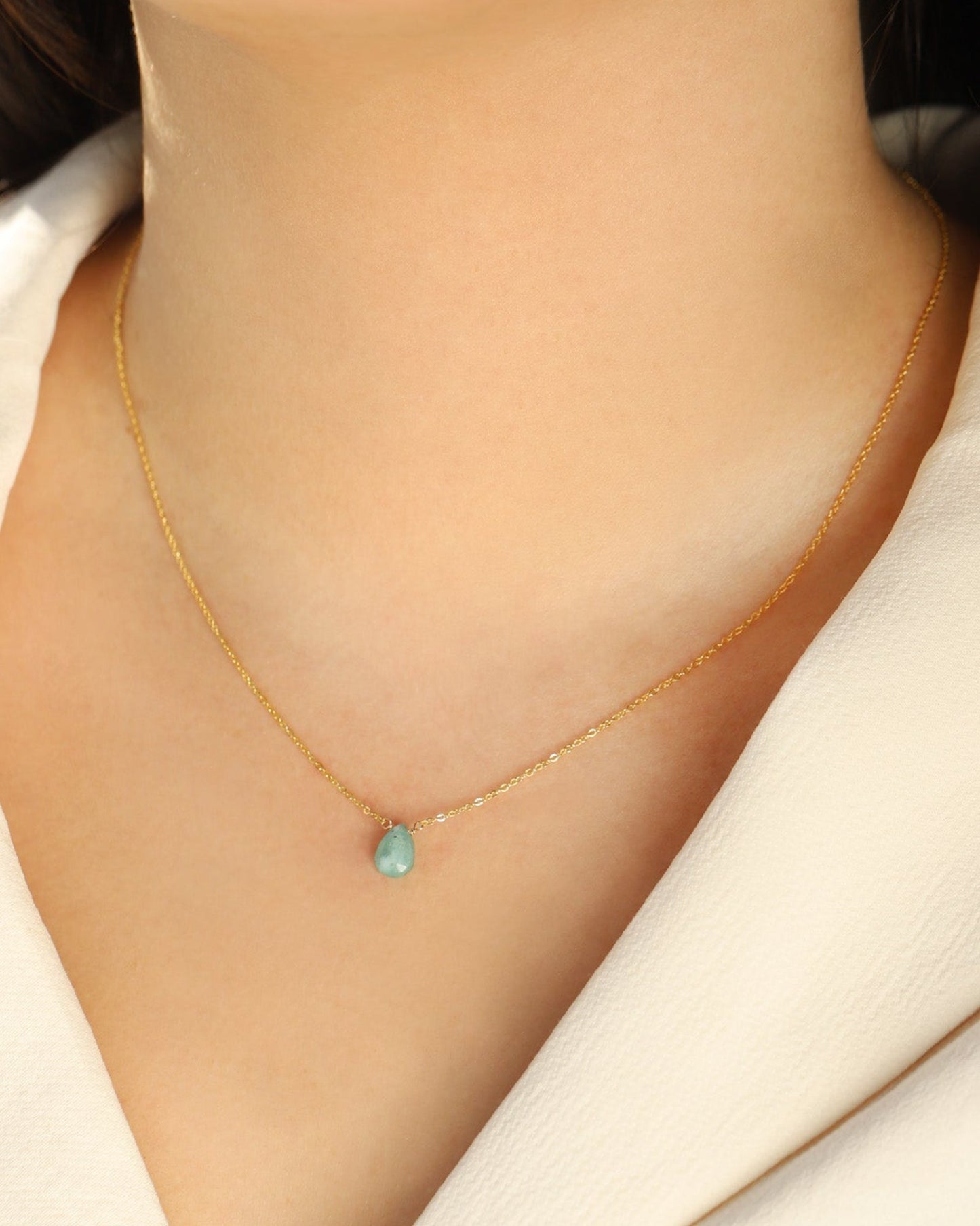 Blue Grandidierite Pear Cable Chain Necklace | 6mm