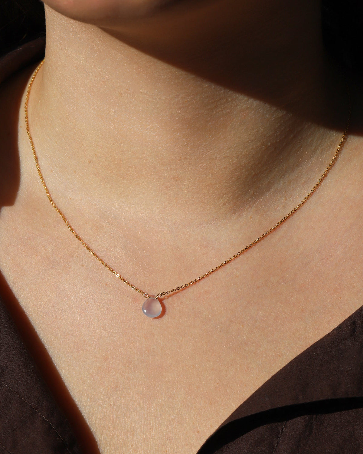 Chalcedony Pear Cable Chain Necklace | 10mm