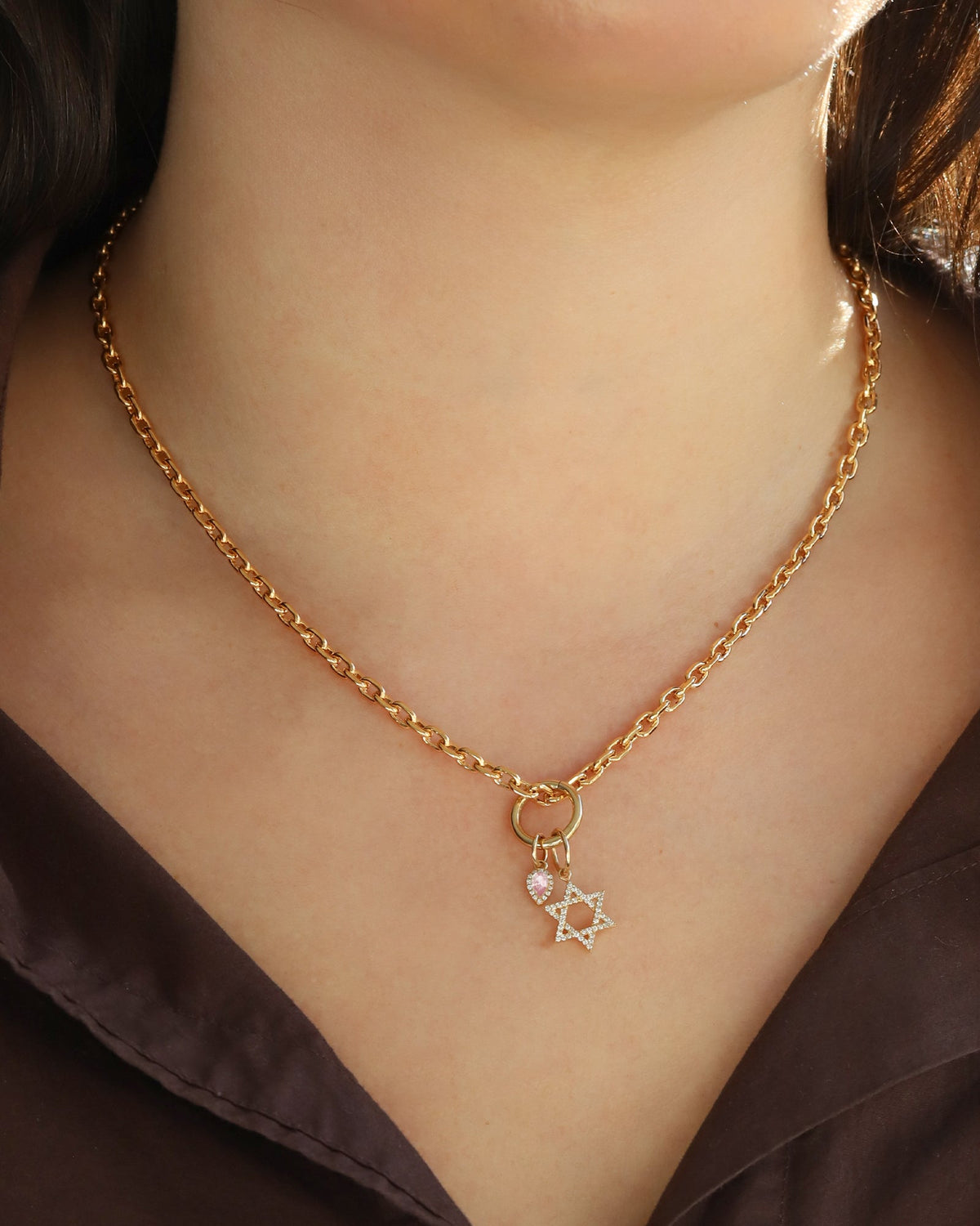 Mini Pink Sapphire Halo Charm
