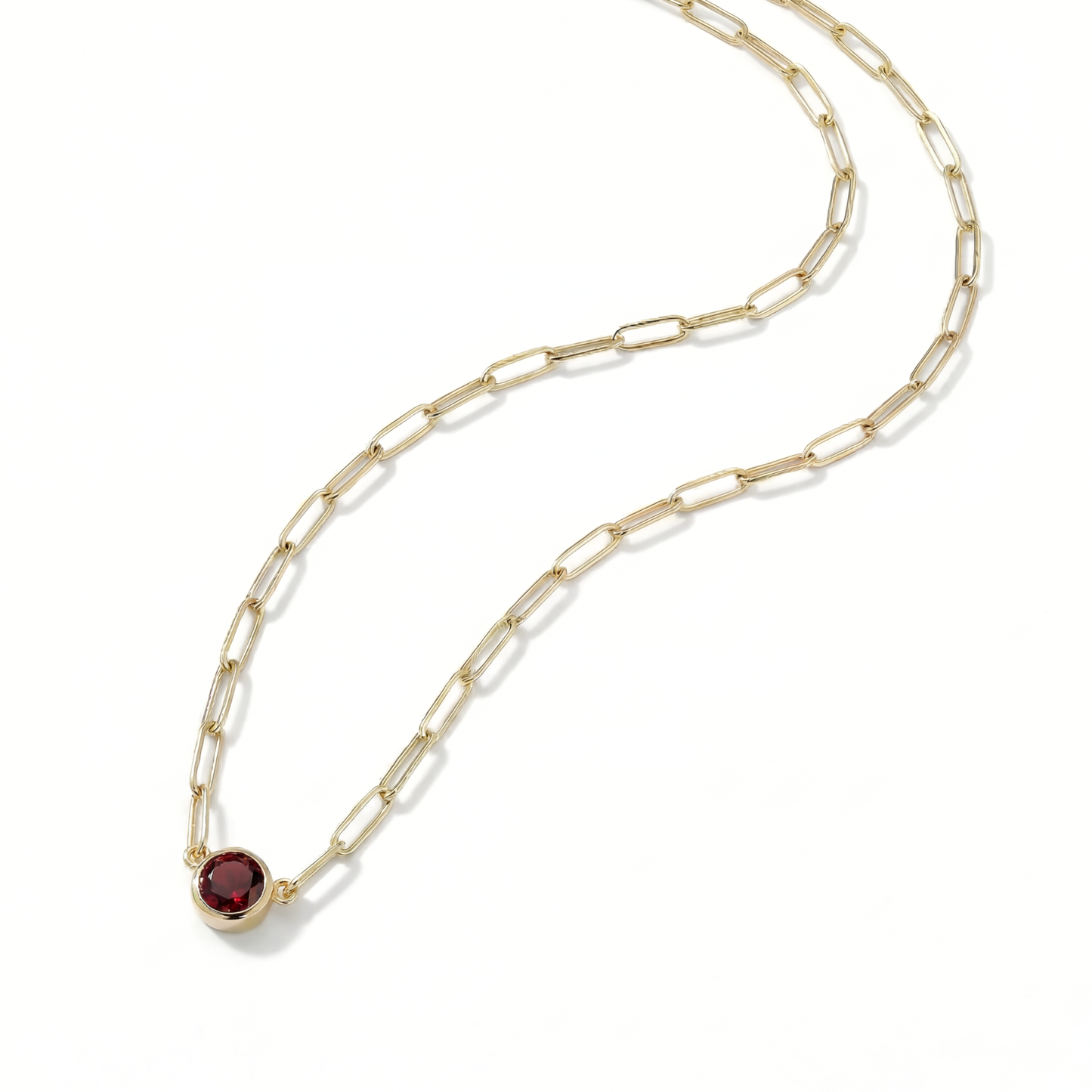 The Paperclip Bezel Necklace | Garnet