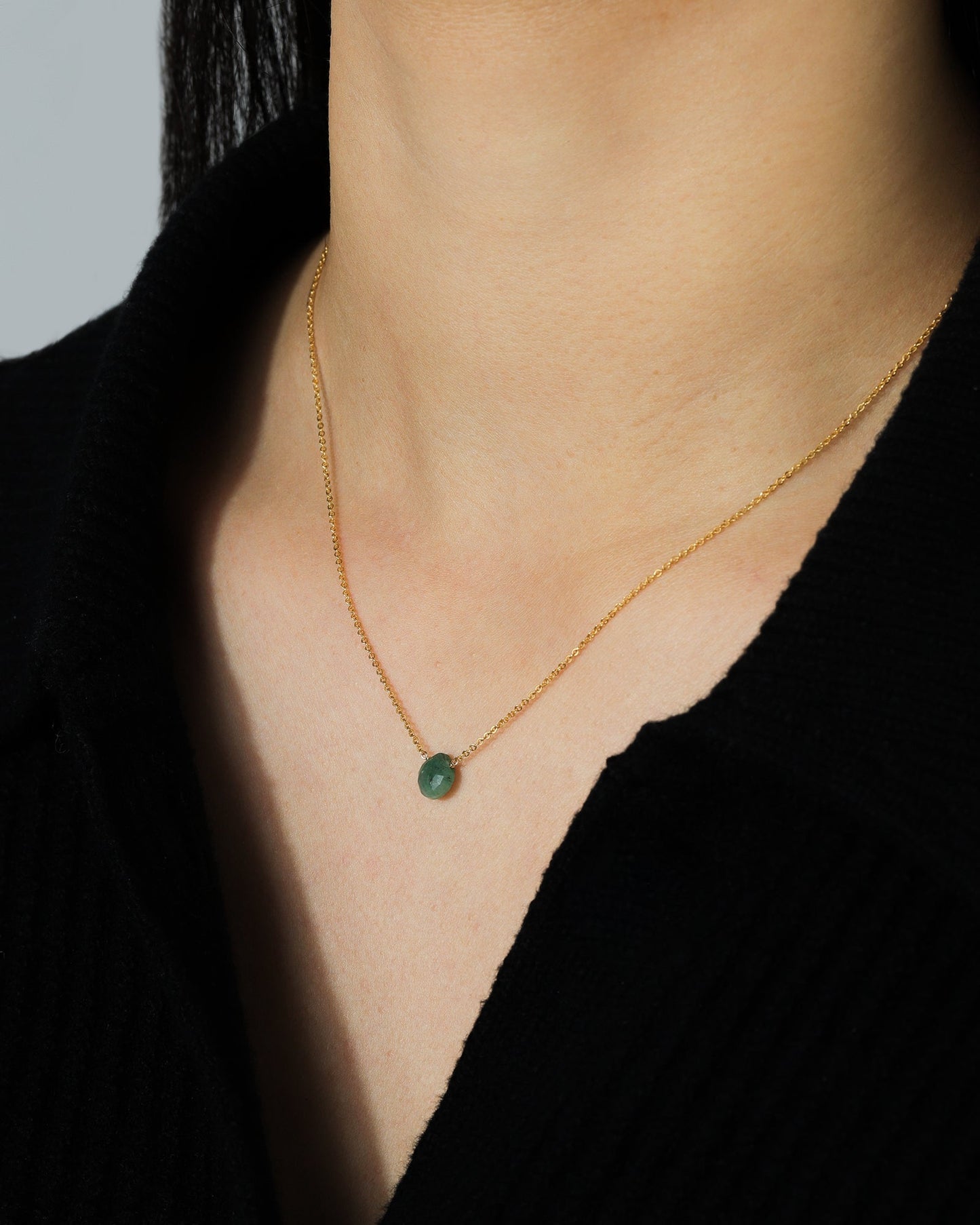 Emerald Heart Cable Chain Necklace | 8mm